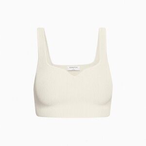 Babaton Ivory Ribbed Knit Crop Top